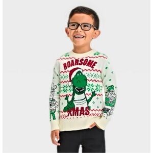 Disney Pixar Toy Story Rex Roarsome XMas Graphic Holiday Christmas Sweater 2T
